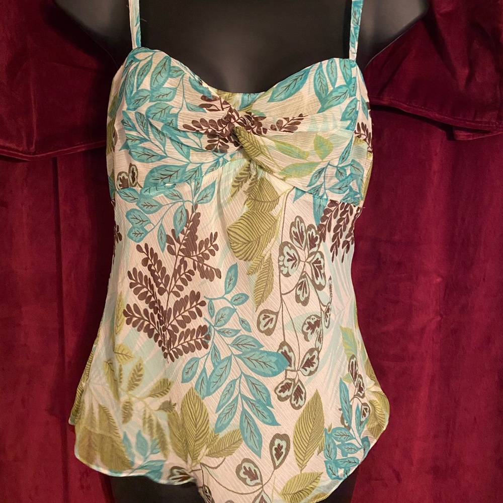 Loft brand . Leafy two layer sheer tank top shirt